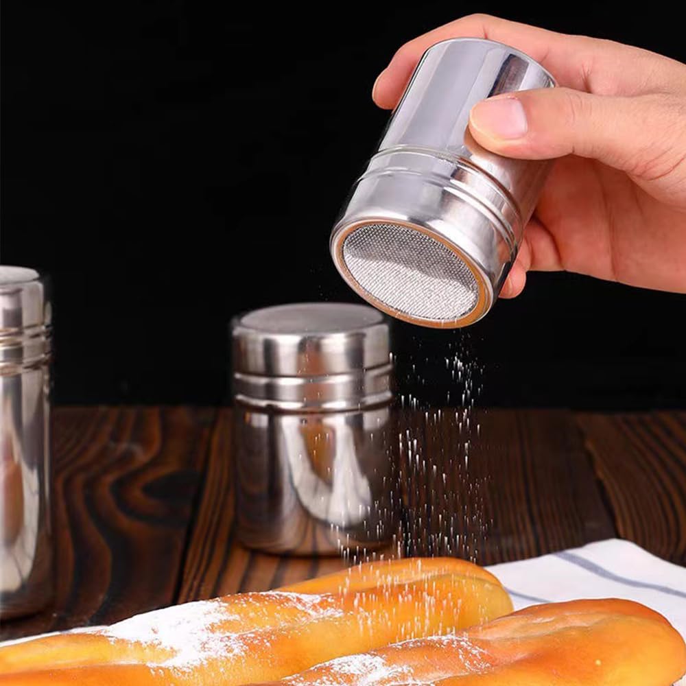 Icing Powder Shaker Baby Powder Flour Shaker Stainless Steel Flour Icing Sugar Dredger ...