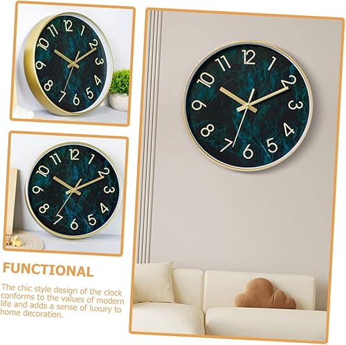Miniatura 7 de ABOOFAN Reloj silencioso de imitación de grano de madera reloj de pared decoración de oficina decoración interior mármol decoración única relojes de