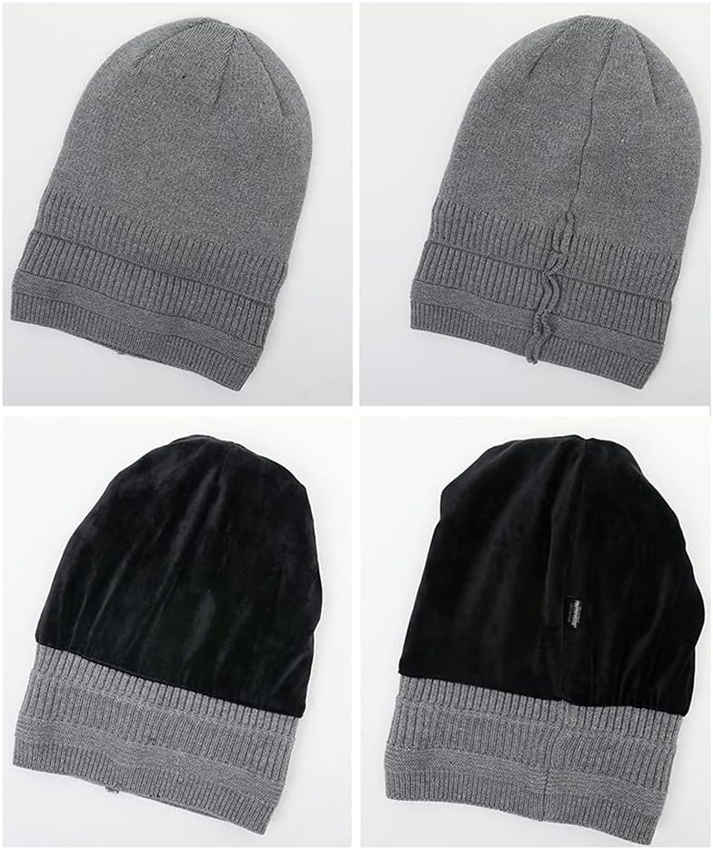 Hat Men Warm Cold-Resistant Ear Protection Knitted Thick Outdoor Ski Melon Cap