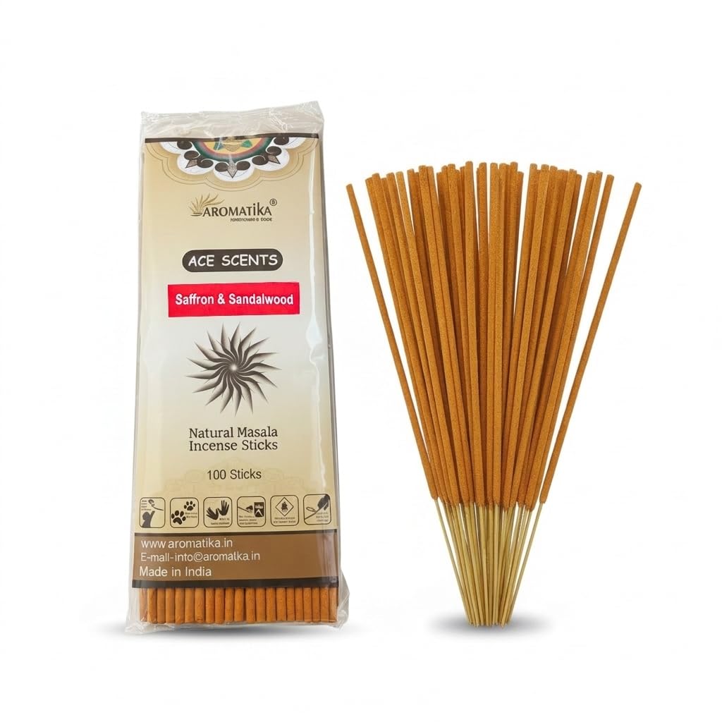 Ace Scents Saffron & Sandalwood Natural Masala Incense Sticks - 100 Sticks