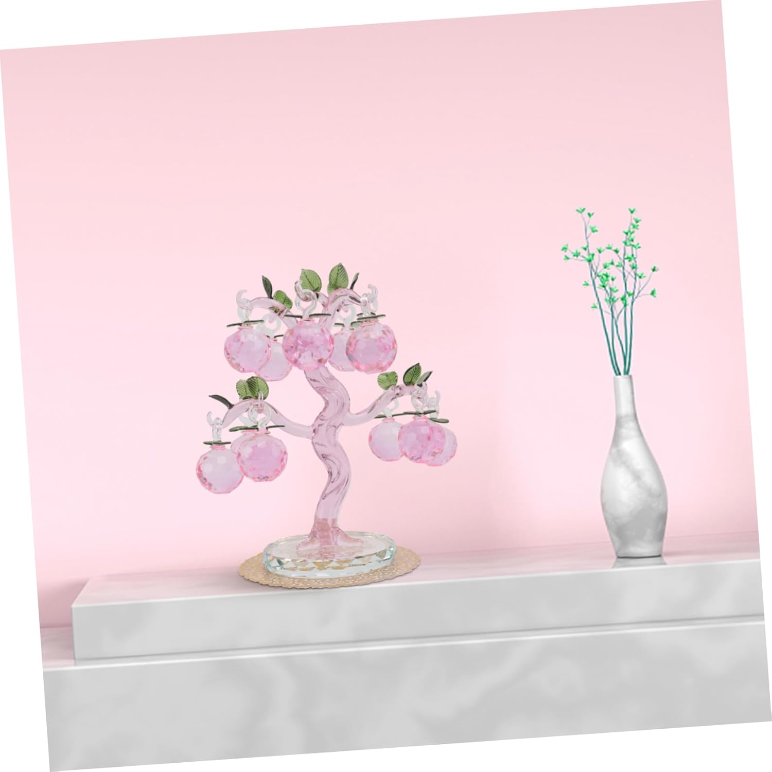MAGICLULU 1Pc Creative Pink Crystal Apple Tree Desktop Decoration Craft Decor for Home as Unique Adornment and Photo Prop for Unforgettable Memories