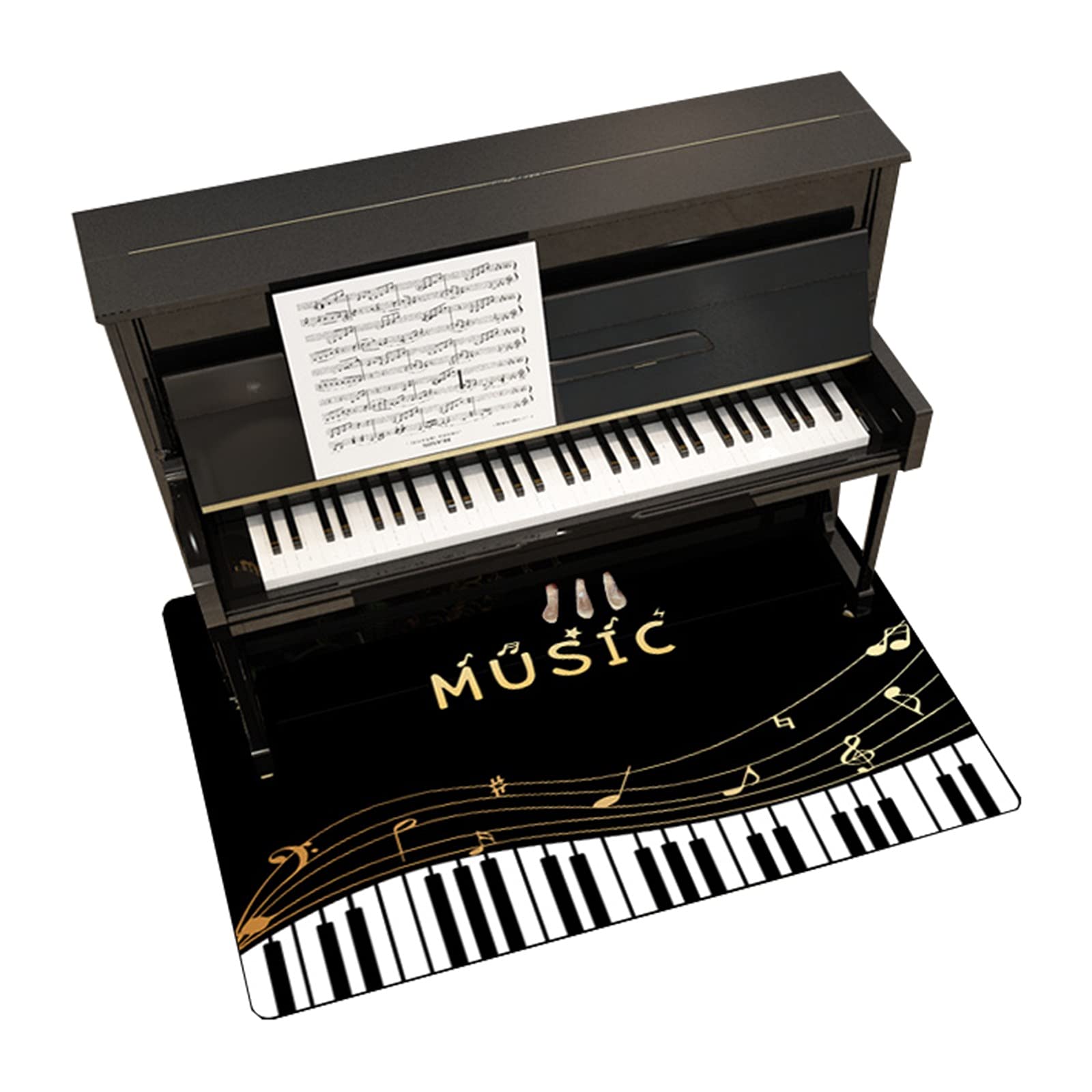 Pianotapijt voor staande piano's, geluiddichte mat, ruisonderdrukkende deken, anti-vibratiemat, zwarte antislip vloerkleed voor elektronische drum, vloerpiano, stoel en kruk