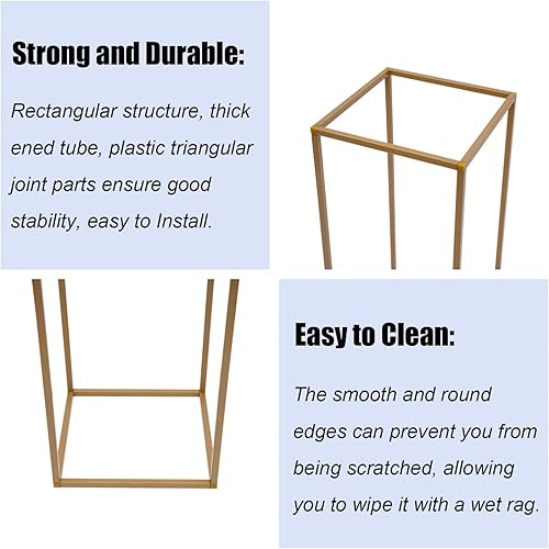 Miniatura 6 de 4 soportes dorados para flores de boda, jarrón geométrico de metal, soporte rectangular para flores para centros de mesa de boda, estante de flores