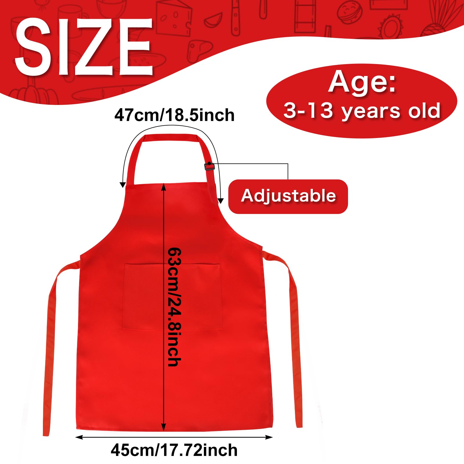 PLULON grembiuli per bambini, grembiule regolabile per bambini, con 2 tasche, grembiule da artista, per attività di cottura, pittura, cucina