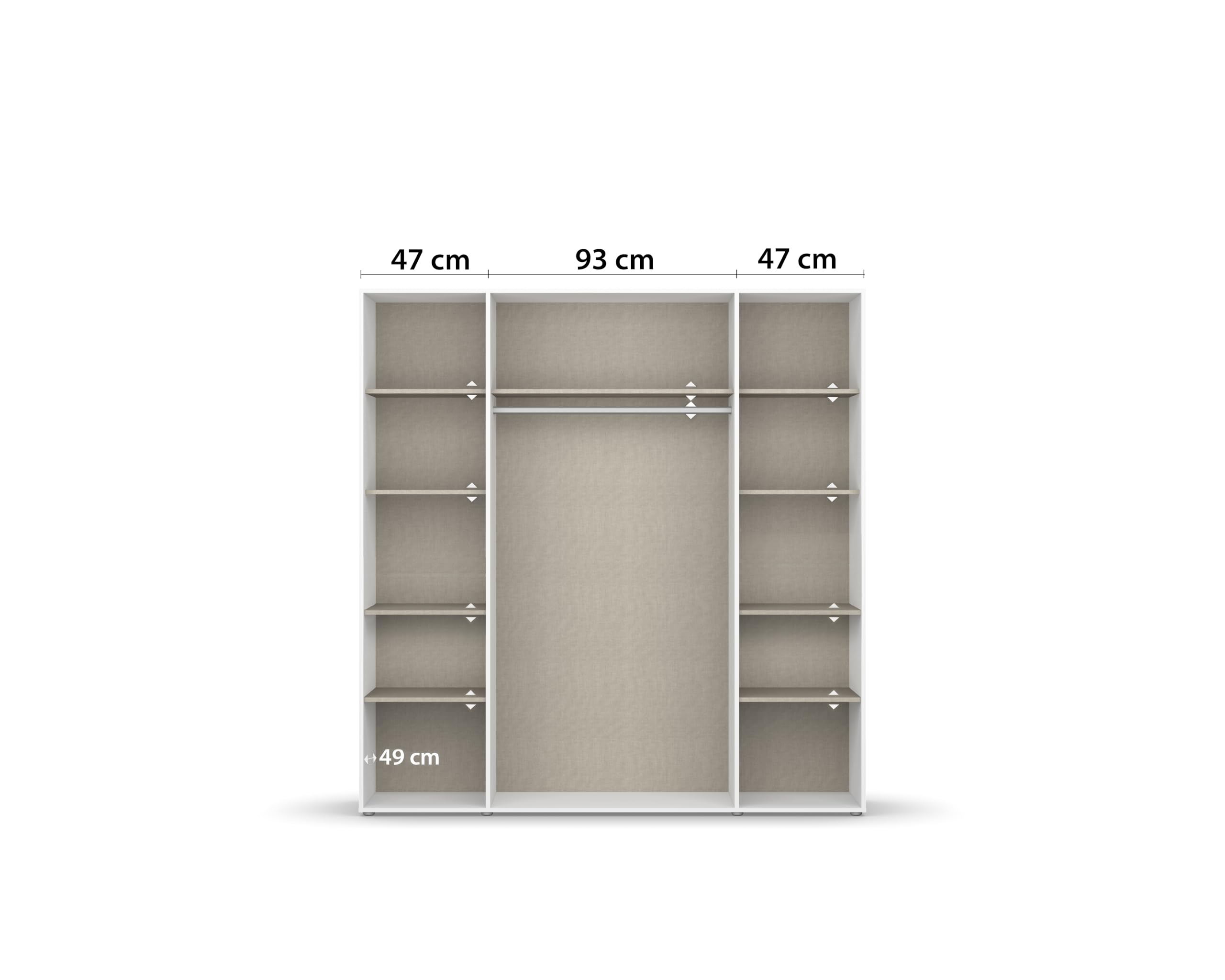 Rauch Möbel Nabila Kleiderschrank für Schlafzimmer, Kinderzimmer, Jugendzimmer, Flur, 4-türig, Push-to-Open, mit Zubehör Classic, Farbe Weiß, Breite 187 cm