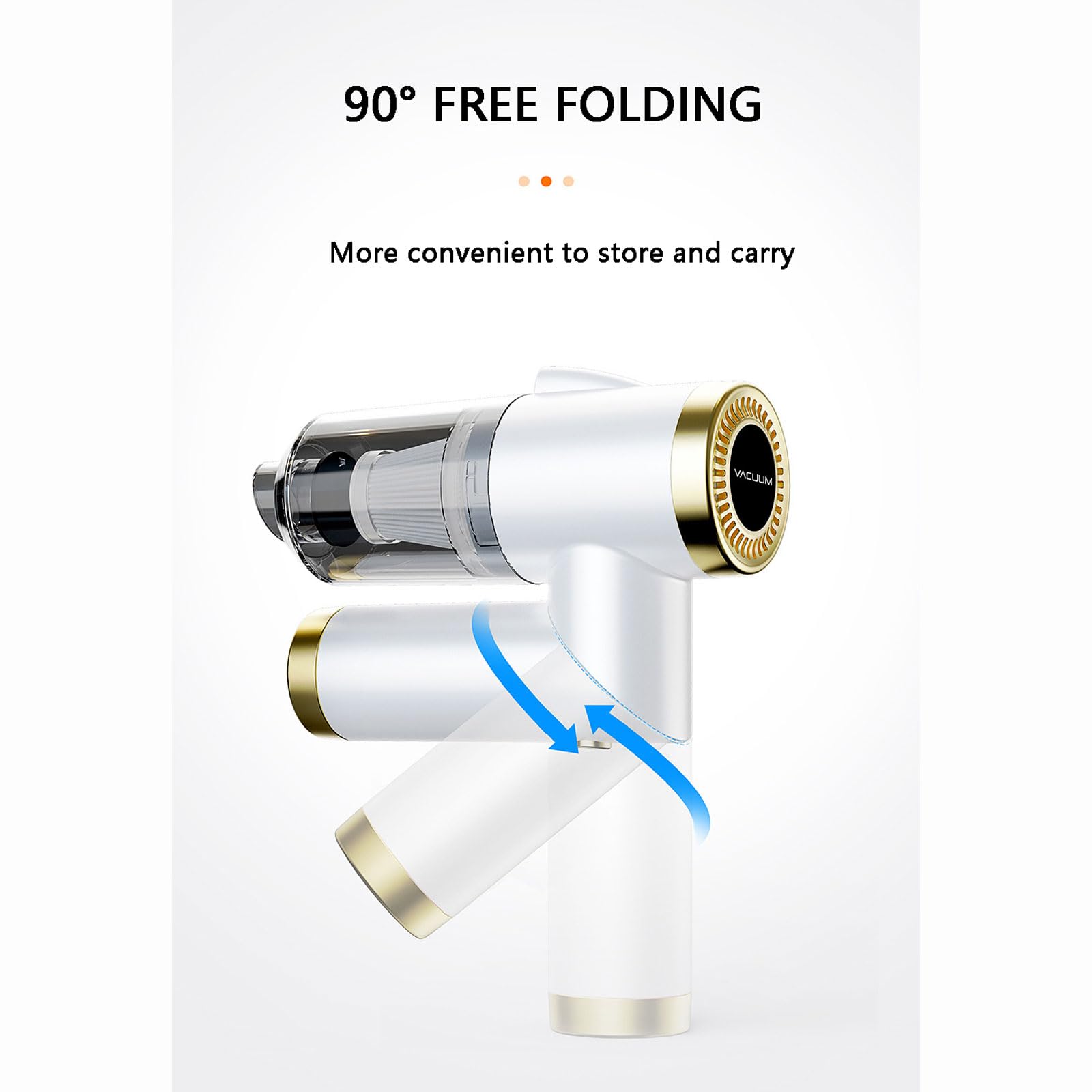 Aspiradora de Mano, Aspiradora Potente inalámbrica Recargable por USB de 9000 Pa con LED for Coche, hogar y Mascotas.(White)