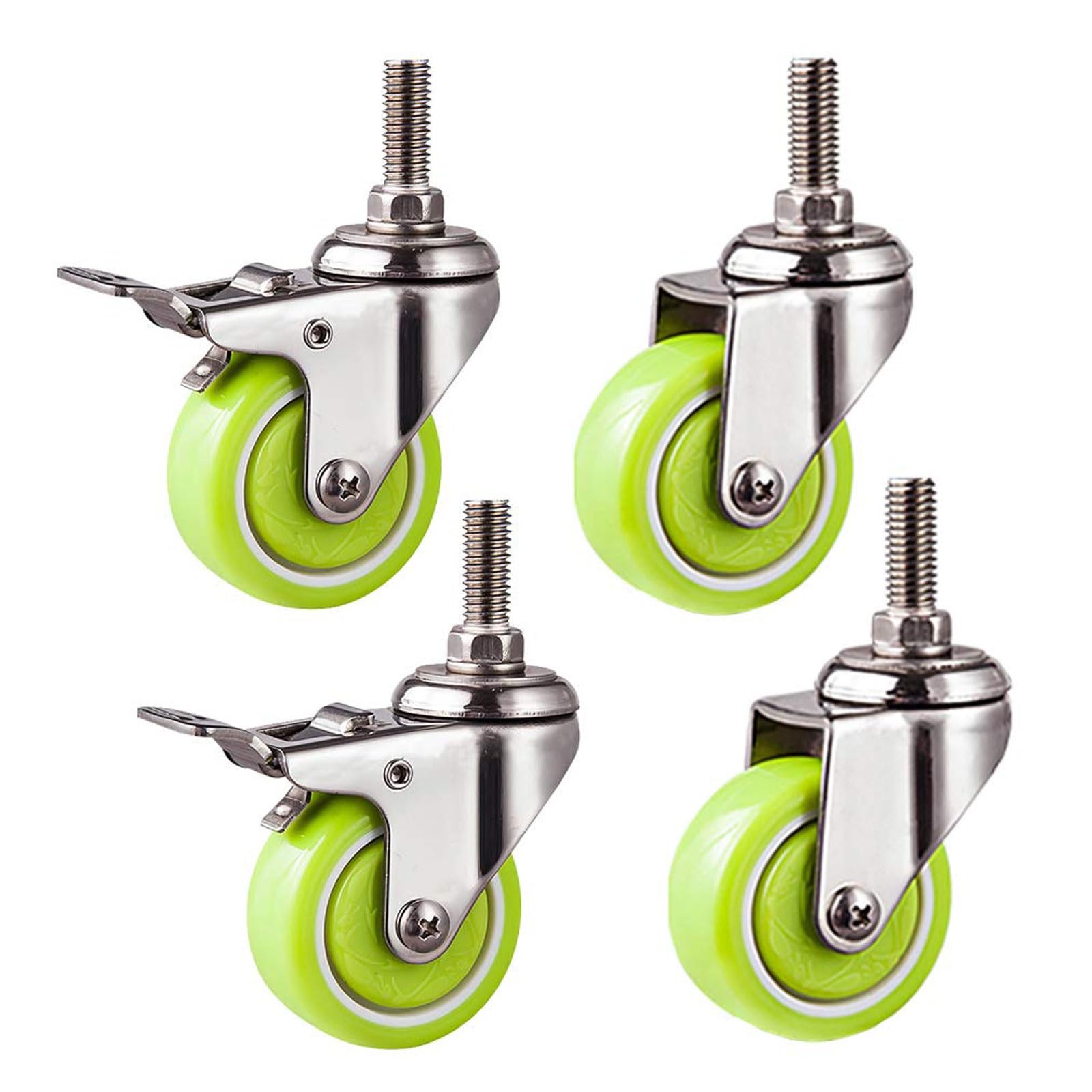 Roulettes pivotantes polyuréthane PU lot de 4 roues métalliques boulon M10 charge 105 kg