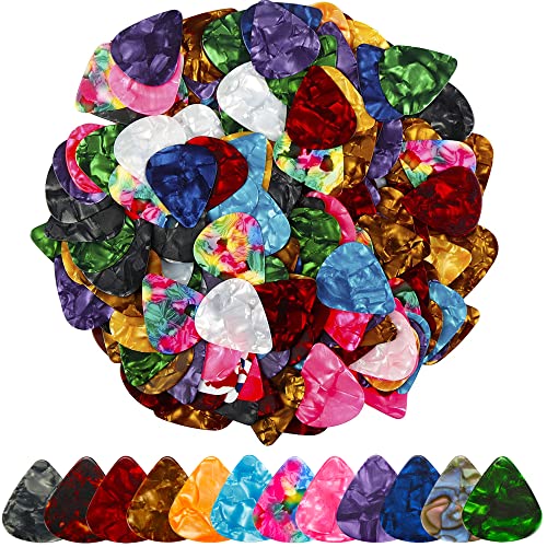 160 pcs 0.46mm/0.71mm/0.96mm Random Color Celluloid Guitar Picks for Bass Electric Acoustic Guitars