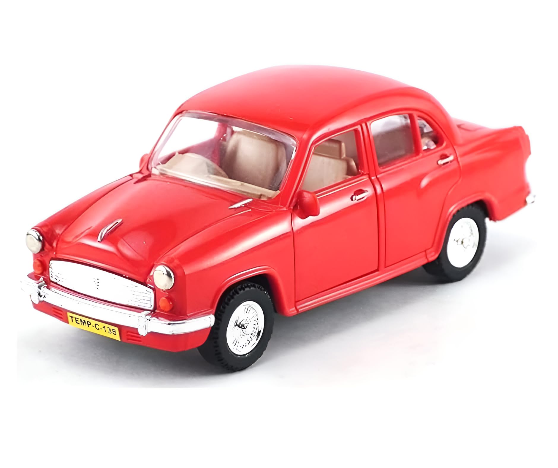 Ambassador Car for Kids – Classic Indian Pull Back Vehicle with Opening Doors | Miniature Model Car | Plastic Toy for Boys & Girls Age 3+ | Return Gift Idea – Multicolor (Pack of 1)