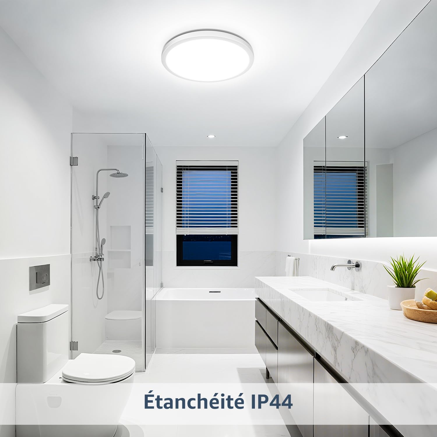 Lepro Plafonnier Salle de Bain 24W 5000K 2400 lm, Non Dimmable, IP44, 2Pcs