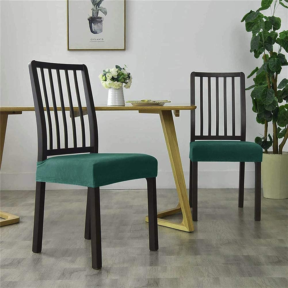 Fundas de Asiento de Silla de Comedor de Terciopelo Fundas de Cojín Tapizadas para Silla Elástica Fundas de Asiento de Silla Súper Suave Protector para Cocina Hotel Boda