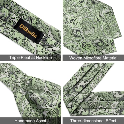 Image of DiBanGu Silk Woven Ascot Cravat with Pocket Square Set for Men | Paisley Ascot,Wrinkle-Resistant,Silky Smooth,Easy to Match,Cufflinks,Tie Ring,Wedding,Ceremonies,Party Occasions,Banquet