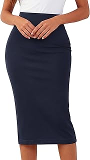 Women's Pencil Skirt 2026 Spring Below Knee Bodycon Stretch High Waist Midi Skirts for Business Casual Office Work