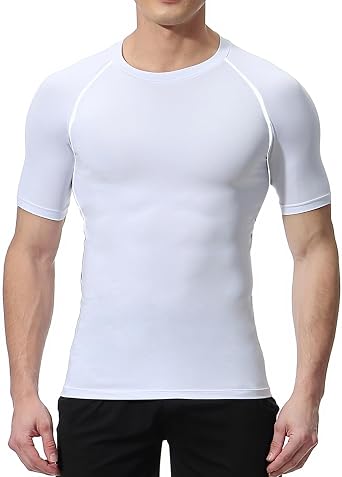 NuCamper Short Sleeve Compression Shirts Tops for Men, Short Sleeve Running T-Shirts Quick Dry Base Layer Top for Gym Sports Fitness Workout Cycling Training