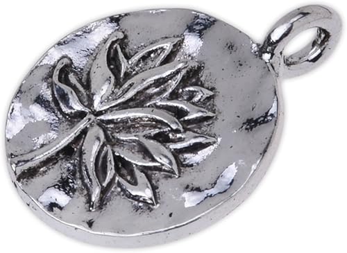 Miniatura 2 de Colgante redondo de loto de aleación de zinc de 0.630 in, encantos vintage, collar de flor de loto, vendido 20 unidslote, Zinc, No es una piedra