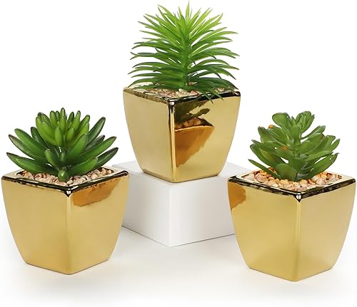 Miniatura 27 de Hollyone Plantas suculentas artificiales grandes en macetas, plantas suculentas falsas de plástico en maceta con maceta de cerámica blanca para 1
