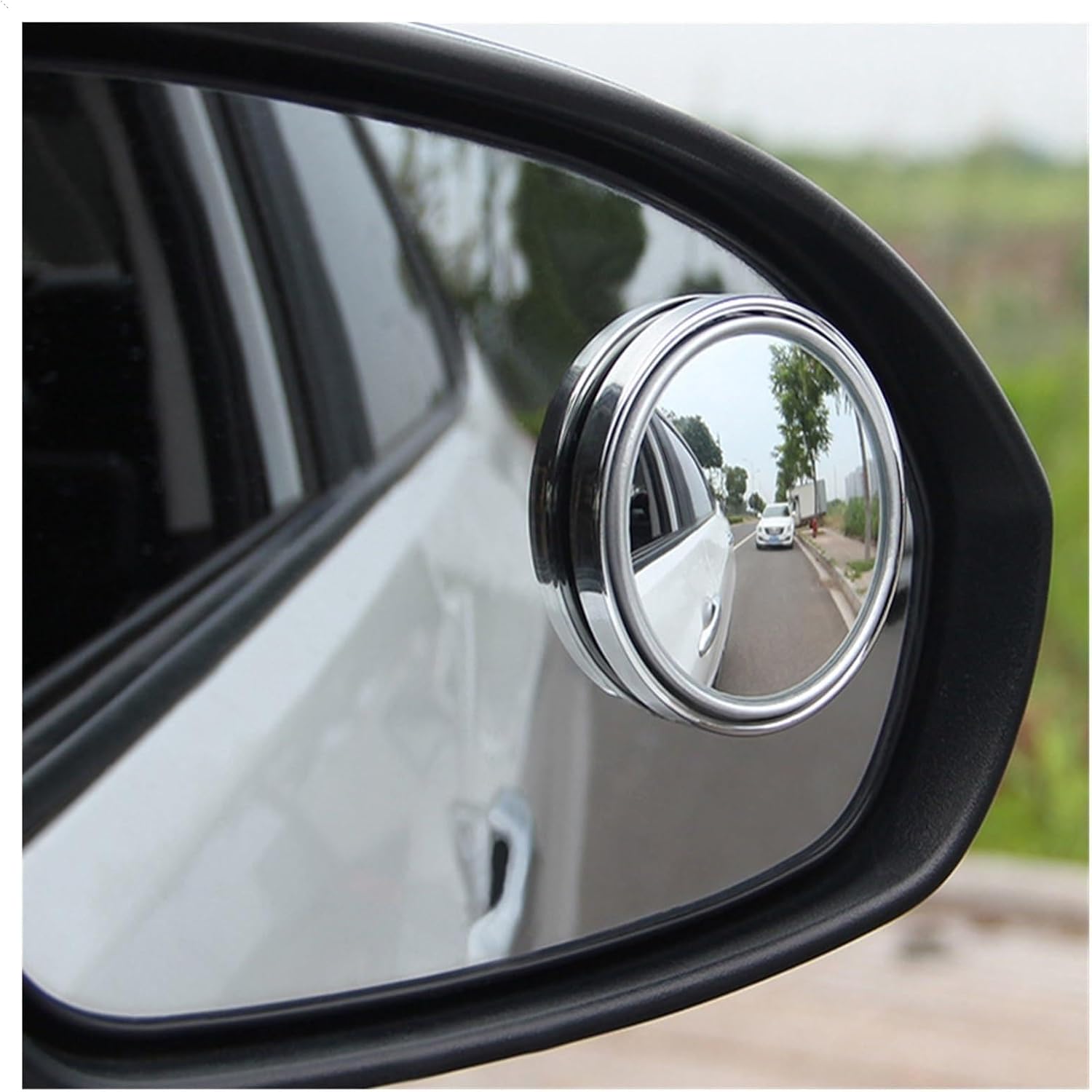 2Pcs Car Blind Spot Mirror Rearview Mirror Rain Multifunctional 2-in-1 Rain Covering Rainy Days Expanding View Driver(Black)