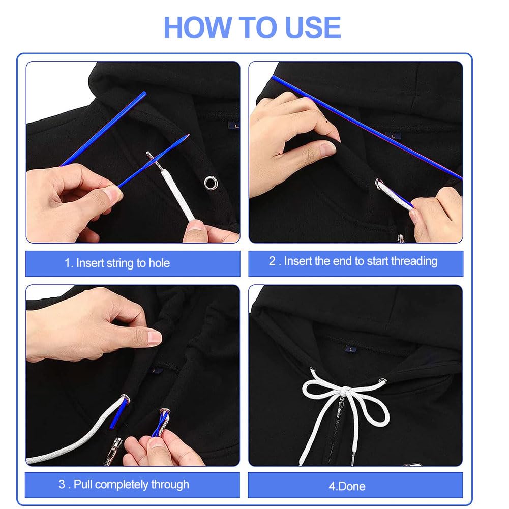 Cordon Polyester Résistant Cordons De Rechange Pour Sweat Pantalon - Lot De 2 Cordes Noires 160cm Avec Enfileur Métal | Serrage Jogging Hoodie Cordon Sweat à Capuche