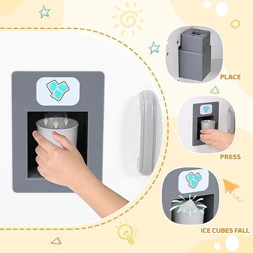 Miniatura 4 de MAMIZO Cocina de juego de esquina para niños, cocina de juguete de simulación de madera, juego de cocina grande con lavadora, campana extractora con