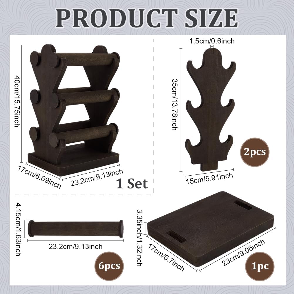 PH PandaHall Two-Sided Wooden Bracelet Holder 360° Rotating Jewelry Display Stand Bangle Storage Rack with 6 Removable Holders Bracelets Organizer Stand for Retail Store Vendors Home Craft Showcase - Image 2