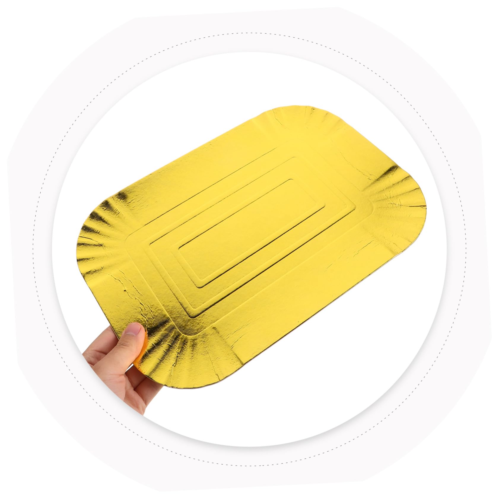 Platos Desechables de Papel Aluminio Dorado, 10, Bandeja para Banquetes