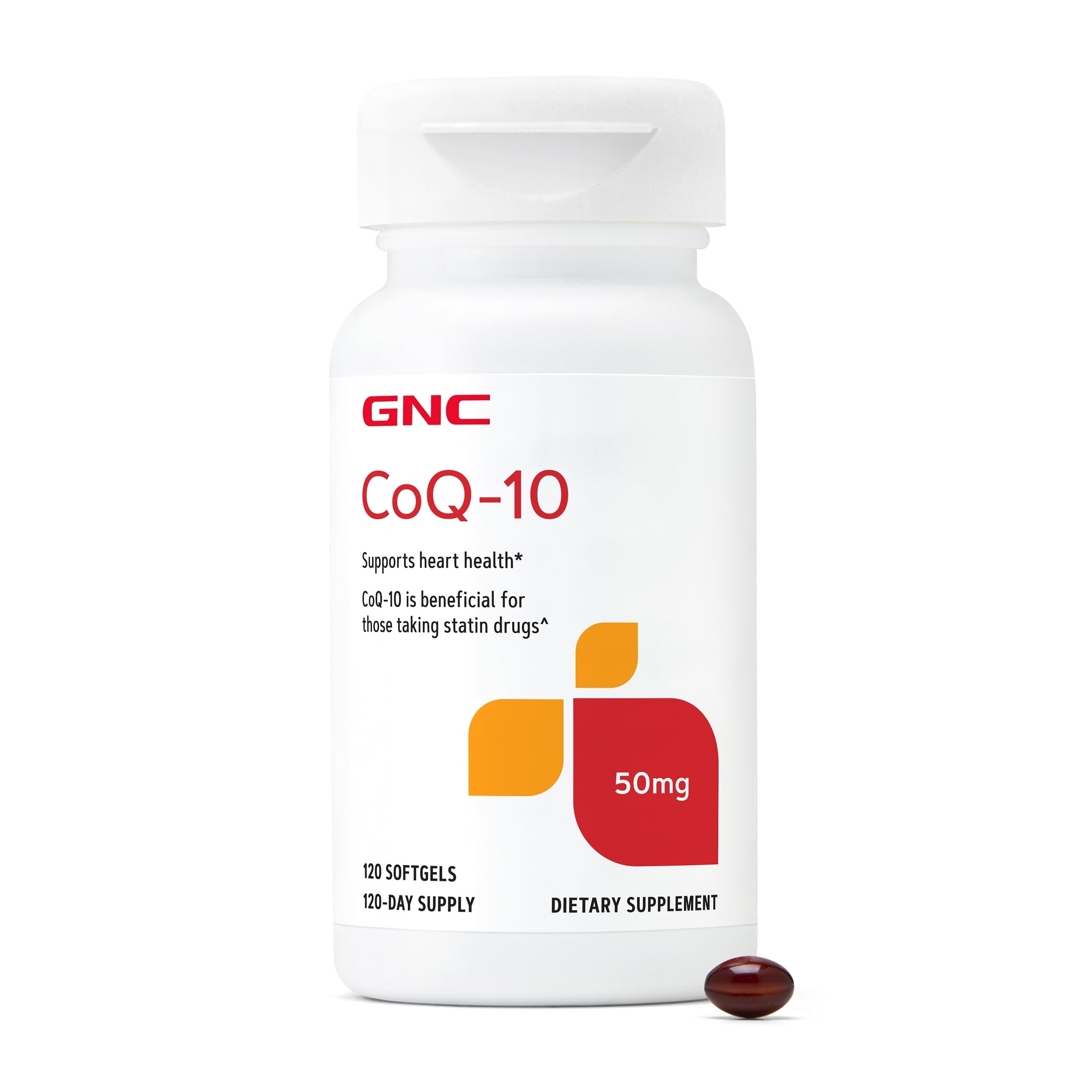 GNC CoQ-10 50mg, Cellular Energy Support, 120 Softgels, 120 Servings 120 Count (Pack of 1)