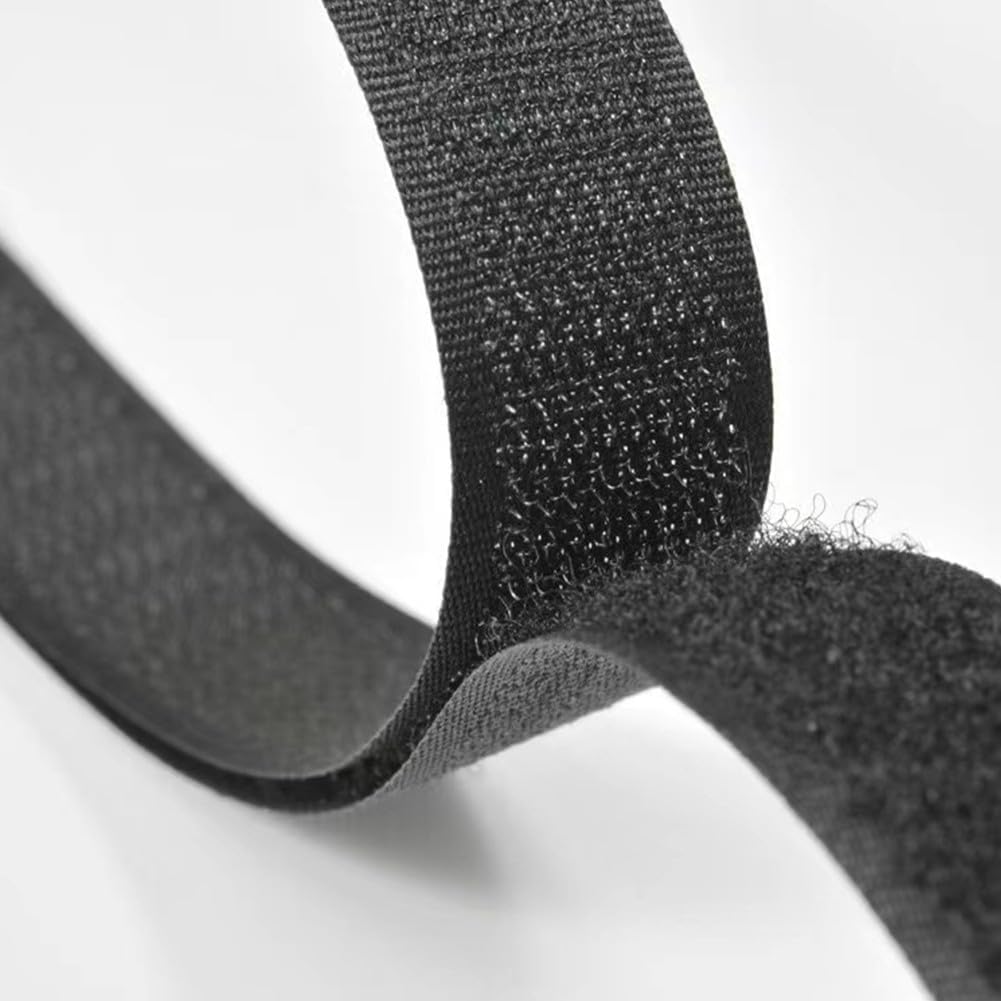 Self- Strip, 2 cm Wide Hook and LOOPs Tape with Sticky Back for Indoor Mounting – Nylon Pressure-Sensitive Fastening Tape, DIY Strap(black)