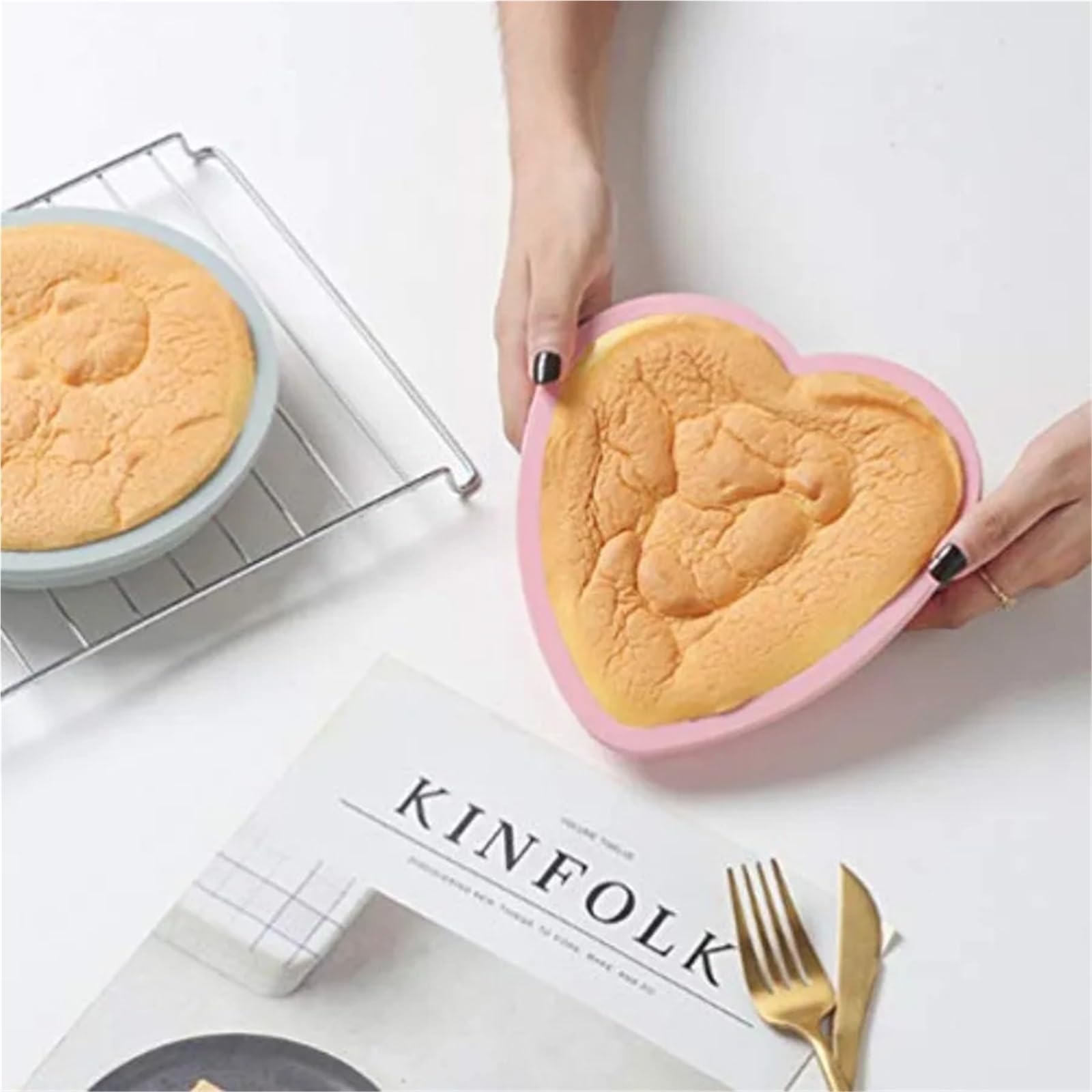2 ensembles (4 pièces) de moules à gâteau en forme cœur pour Créer des Gâteaux