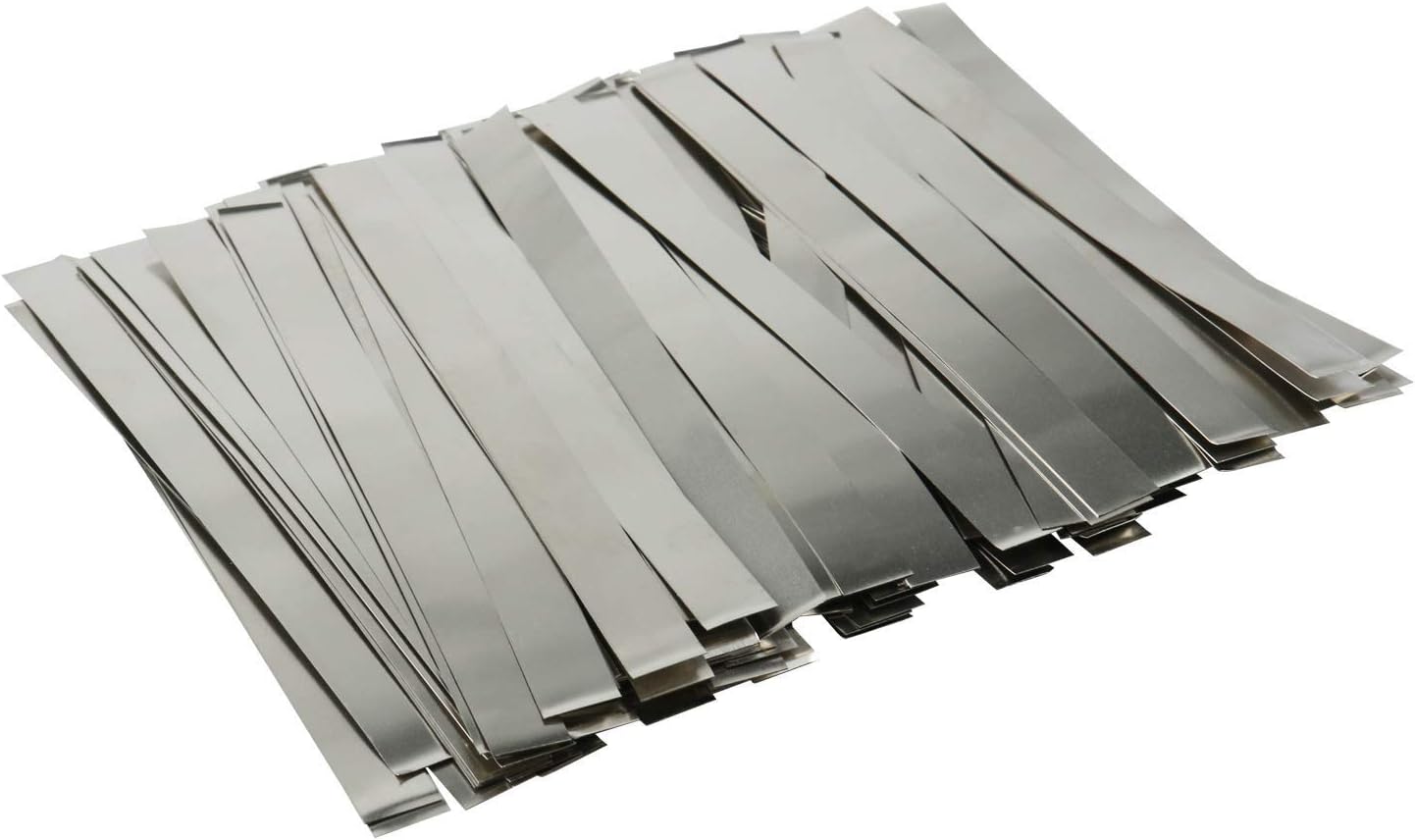 100Pcs Pure Nickel Strip, 99.6% Purity Nickel,0.15x8x100mm Strips for 18650 Soldering Tab,for Lipo, Nimh, Nicad, Nicd Battery Spot Welding and Soldering