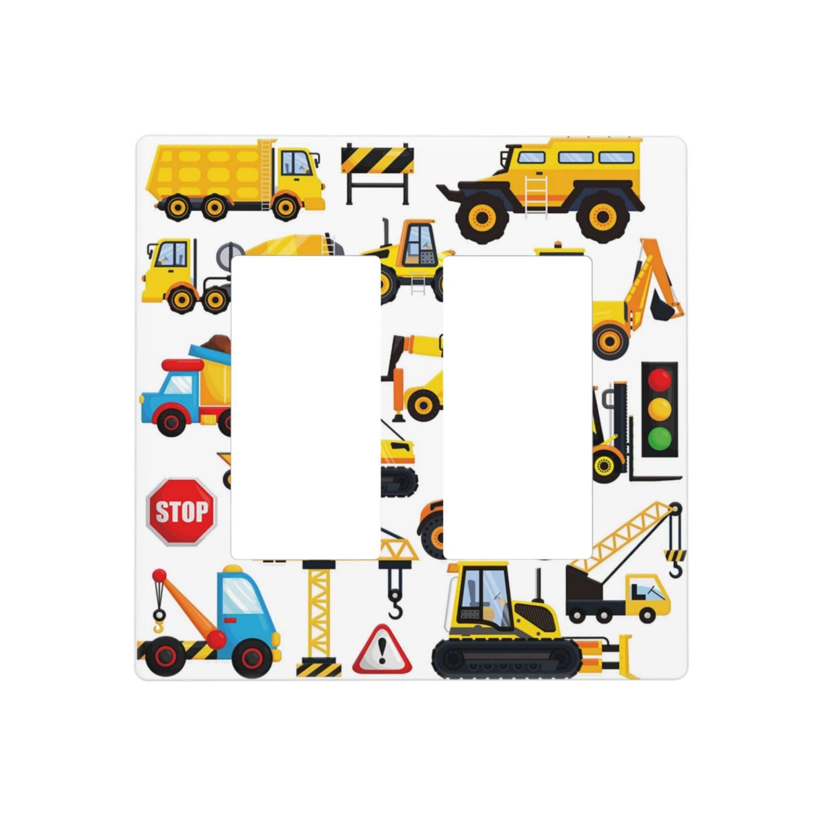 Double Light Switch Cover Plate Kids Car Truck Light Switch Cover - 2 Gang  GFCI Screwless Wall Plate (5x4.9