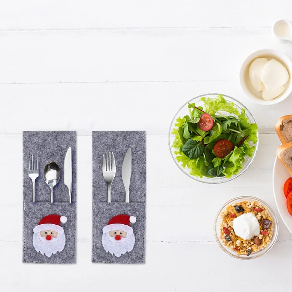 Kichvoe 8pcs Christmas Cutlery Holder Pouch Bags Santa Knife and Fork Silverware Hold Bag Christmas Utensil Holder Table Cutlery Fork Bag Decoration for and Wedding Party Accessories image 5