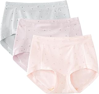 [TDIOSN] 下着 レディース ショーツ 深ばき 綿 すっぽり包み込む 吸汗通気 ウエストらくチン 締め付けない 花柄プリント 大きいサイズ 女性下着 3枚組