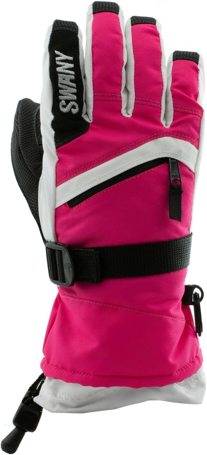 Swany Junior X-Over Insulated Warm Durable PU Leather Palm DryShell Winter Skiing Gloves