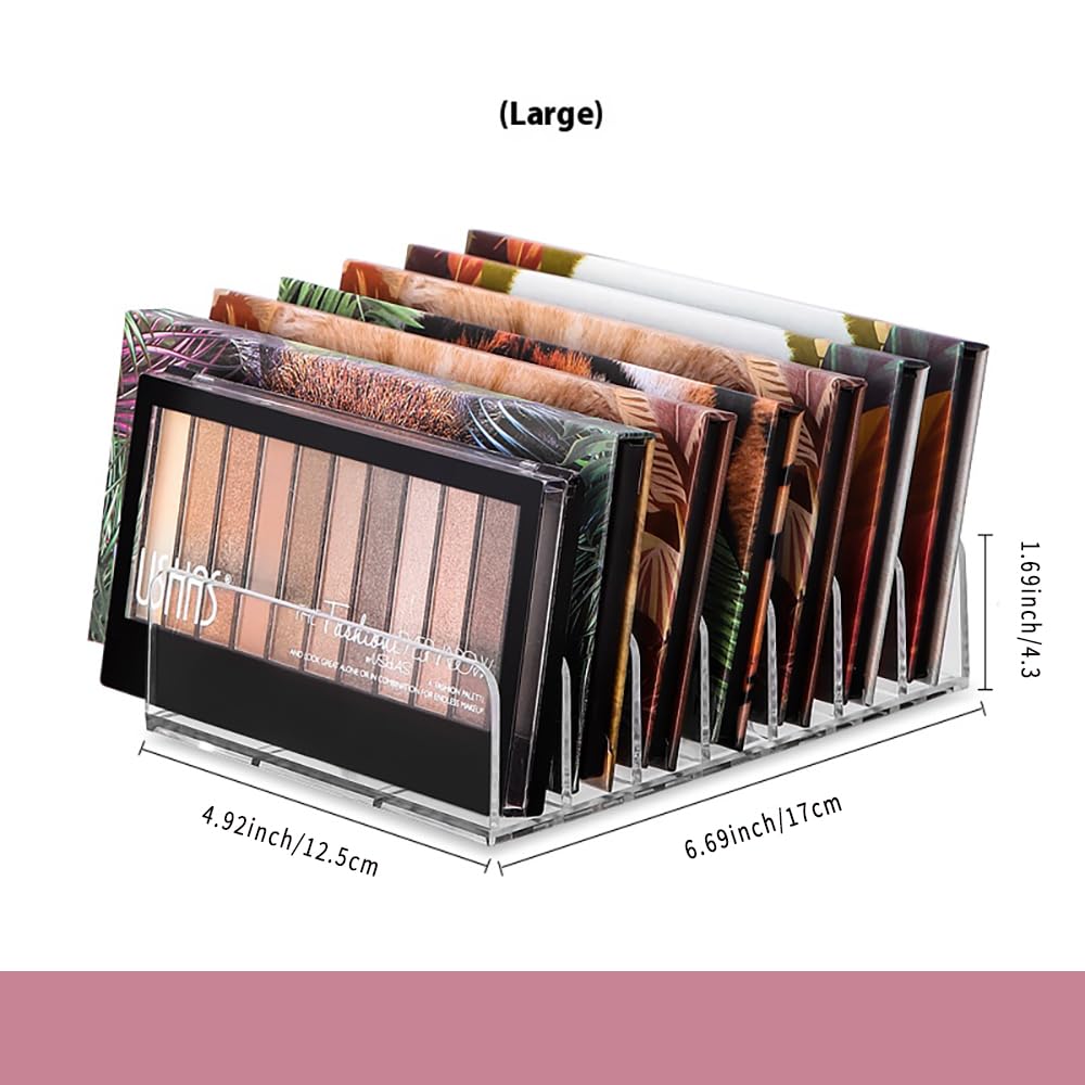 Paquete de 2 paletas de sombra de ojos, organizador de maquillaje acrílico de 7 secciones, organizador de almacenamiento de accesorios para cosméticos, sombra de ojos, CD y lentes de sol, 5