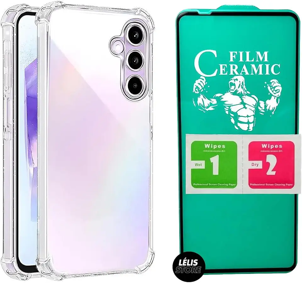 Kit Capa Capinha para Samsung A56 Anti Impacto Premium Transparente + Película Cerâmica 9D (CAPA + PELÍCULA)