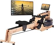 Skandika Wasserrudergerät Styrke | Rudergerät Wasser aus Holz, Kinomap App-Funktion, Wasserrudergerät für Zuhause, kanadische Eiche, naturnahes Rudern