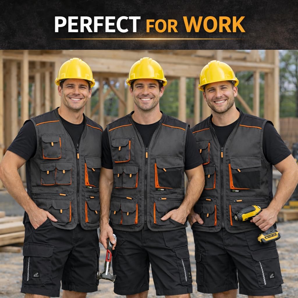 BWOLF ATLAS – Gilet Da Lavoro Uomo Multitasche, Resistente E Pratico