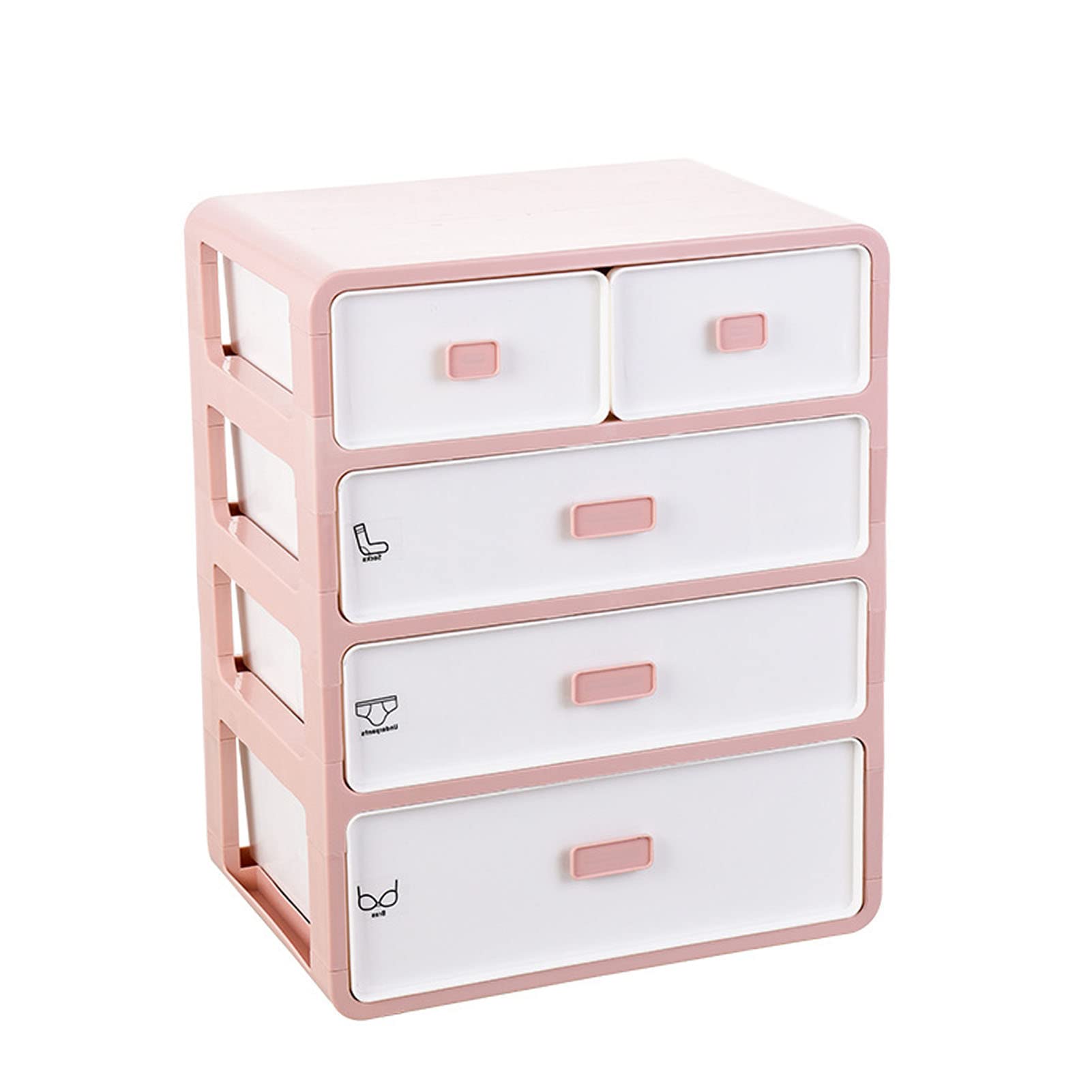 Fockety Armoire de Rangement pour sous-vêtements Compartiment en Maille Matériau PP Réduire l'encombrement Organisateur de sous-vêtements Chaussettes de Soutien-Gorge à 4 Couches Conception de (Rose)