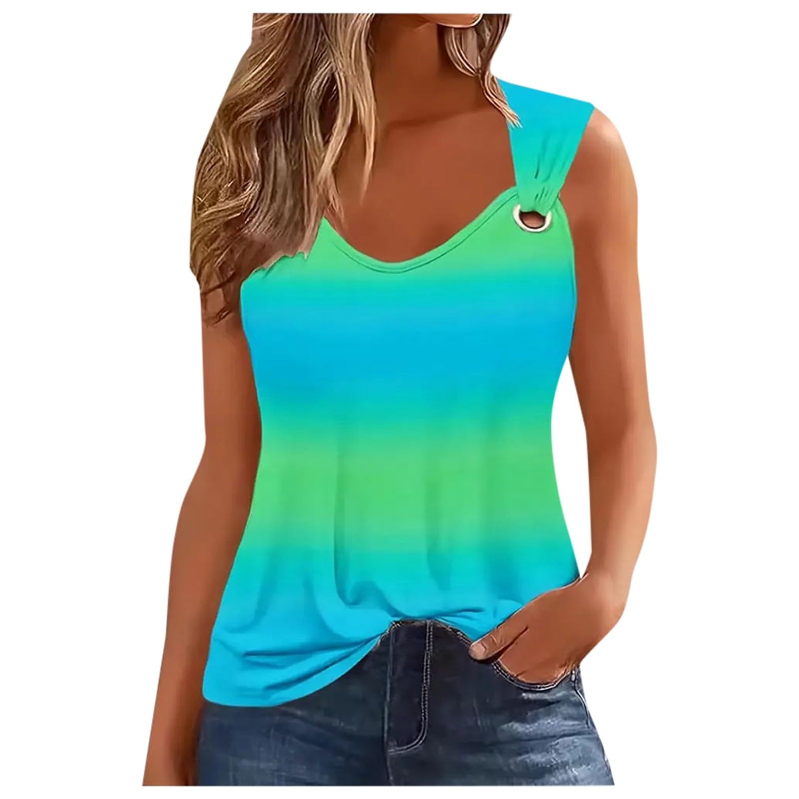 Women Color Blocked V Neck Sleeveless Basic Versatile Simple Vest Top Dance Workout Tops for Women
