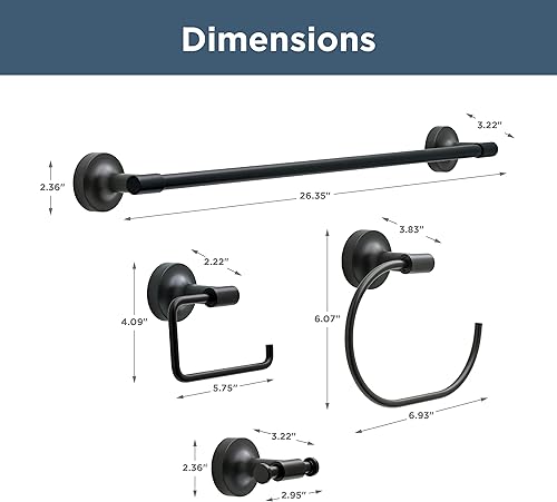 Miniatura 8 de Franklin Brass Voisin - Juego de accesorios de baño de 4 piezas, negro mate, accesorios de baño, VOI64-MB