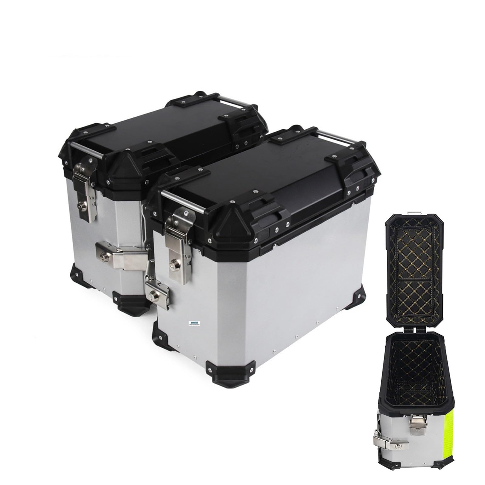 Aluminum Side Cases 38l Motorcycle Universal Motorcycle Trunk Box Motorcycle Tail Bag with Lock Waterproof Motorcycle Side Bag Storage Case for Stowing Helmets and Luggage Easy Install(Silver,28L)