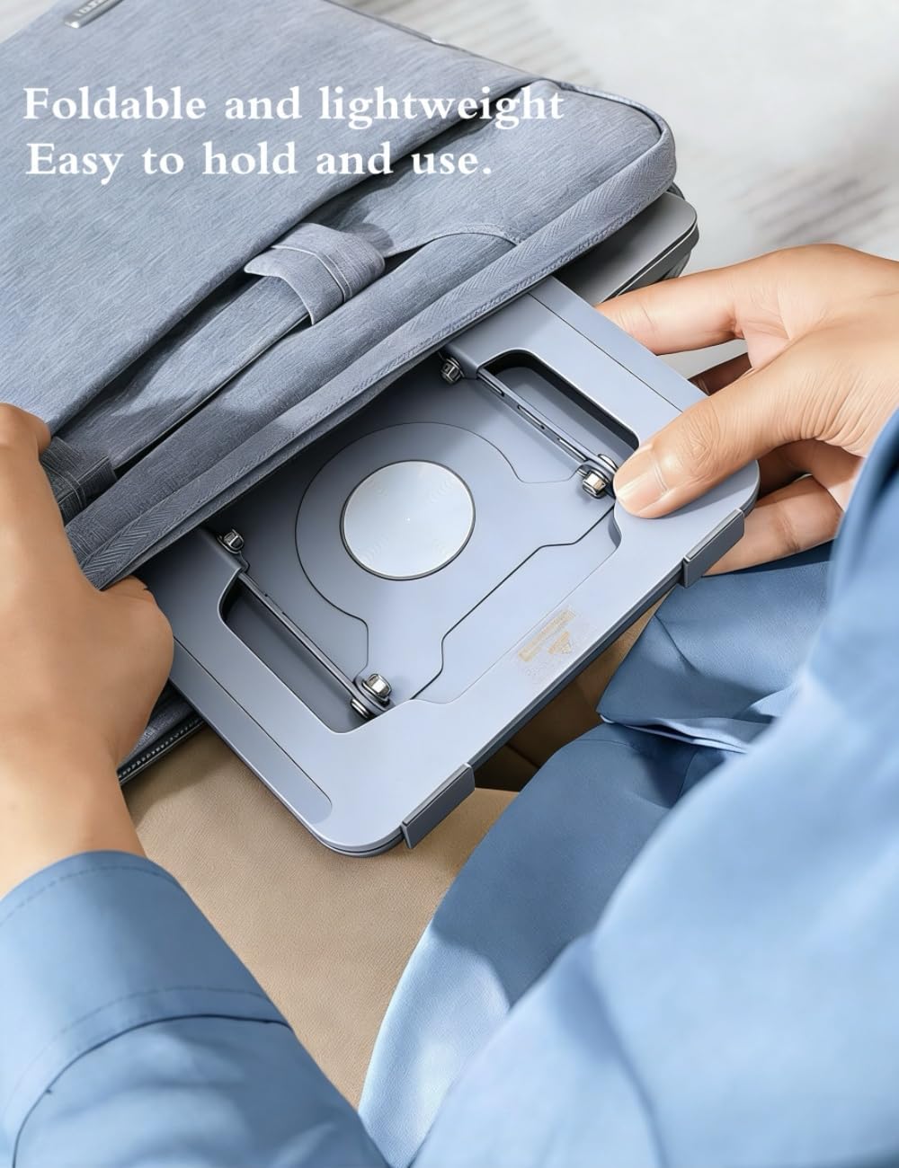 MANHONGYU 360 Rotating Laptop Stand，Ergonomic Foldable Computer Stand，Adjustable Height Laptop Metal Holder with All Laptops (10-16") - Grey