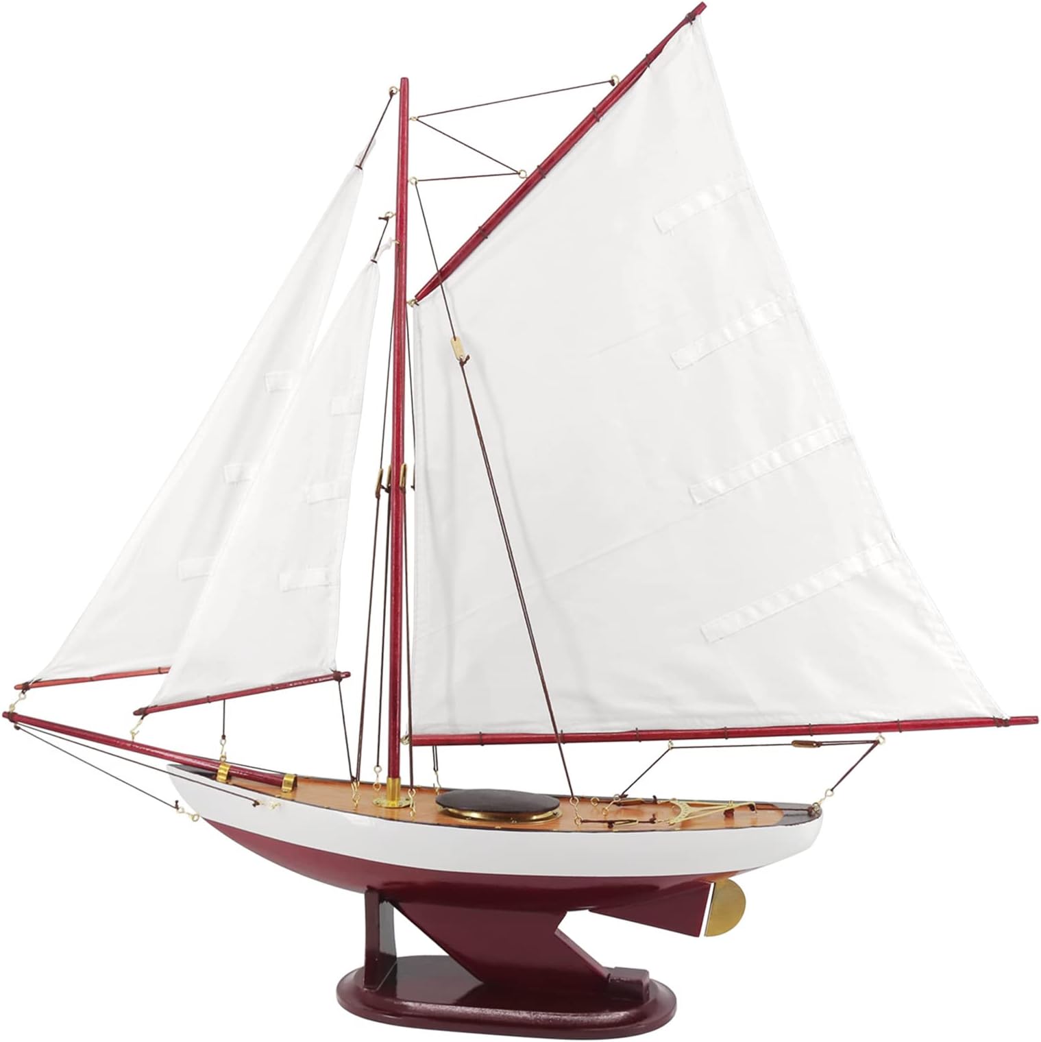 NAUTIMALL 26" Wooden Sailboat Decor Model Ship Model Bermuda Sloop Boat Model Handmade Nautical Modern Yacht sail Boat Schooner Model Coastal Home Decor Coastal Gift Scale