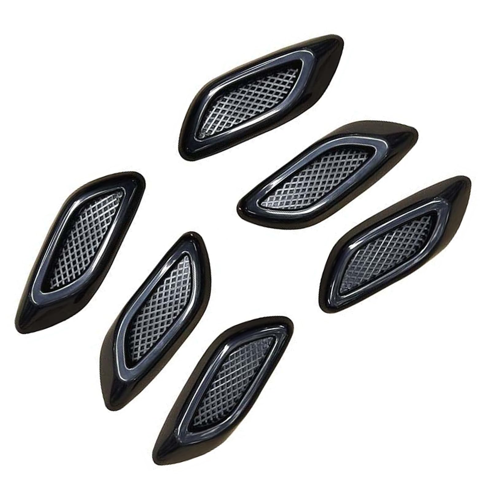6 PCS Car Fender Hood Vents Trim, Louvers Air Intake/Outlet Decorative Decals, Simulated Side Grille Stickers, Automotive Exterior Sport Modified Accessories for Most Cars (Black)​
