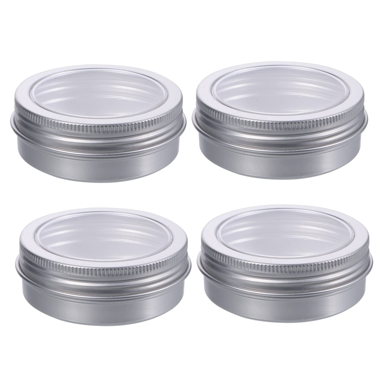 HAPINARY 12pcs Packing Cream Pot Tin Cans with Window Candy Tin Candy Container Round Tin Container Makeup Cream Tin Candle Aluminum Open The Window