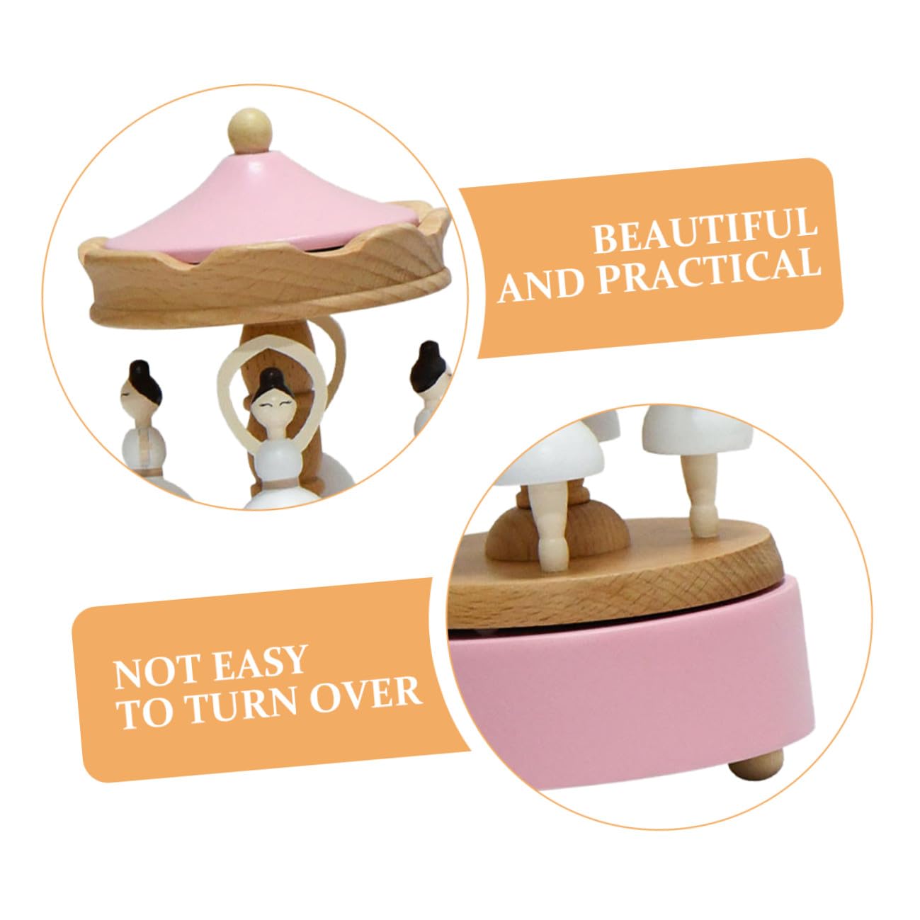 Caja de Música de Ballet de Madera Caja Giratoria de Bailarina para Escritorios Diseño de Ballet para Niñas