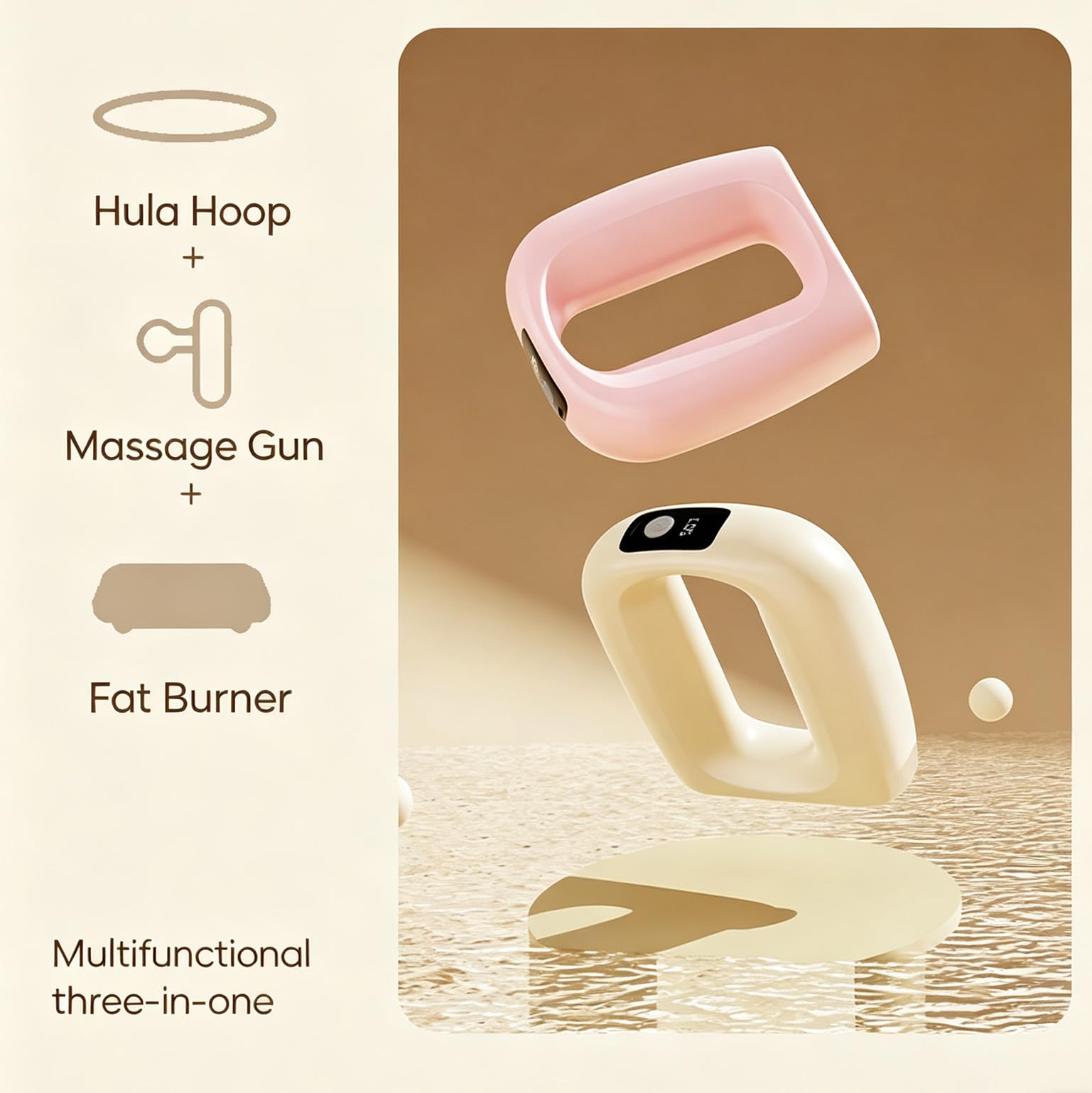 Masajeador de Grasa Abdominal, Anillo de Fascia Multifuncional de Cuerpo Entero, Masajeador de Vientre para Quemar Grasa y Calor, 10 Modos Ajustables para Espalda, Piernas y Abdomen (Blanco roto)