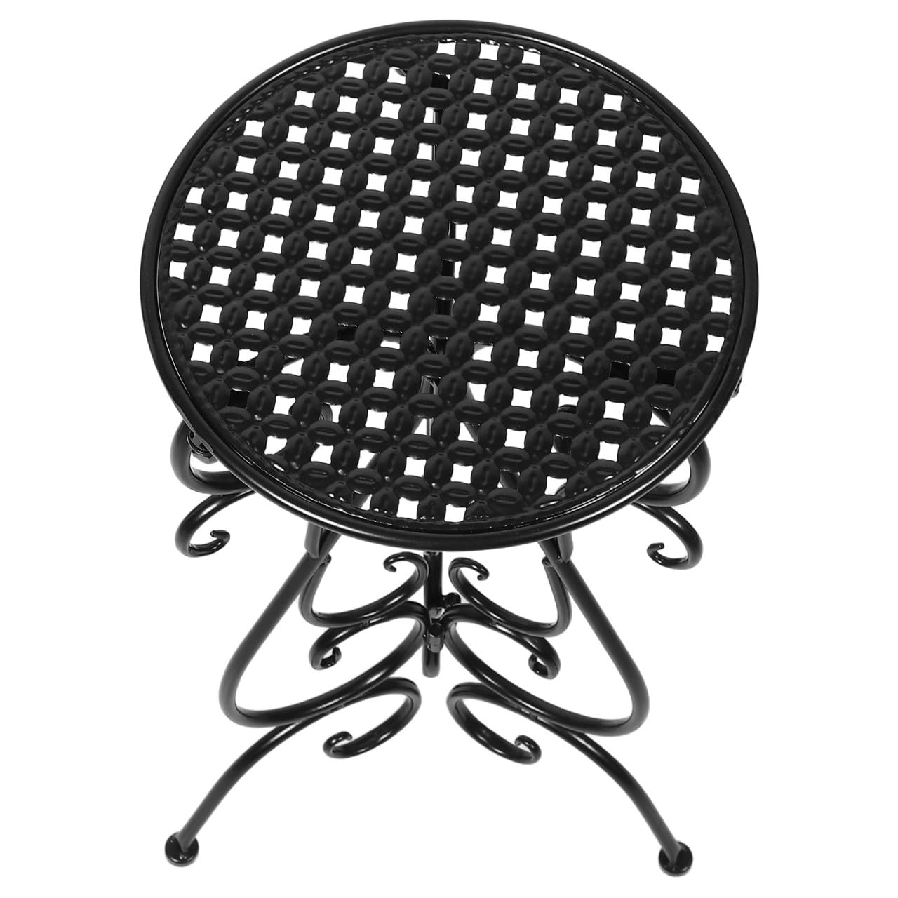 Soporte para cuenco de pájaros de hierro forjado negro con base estable de tres patas