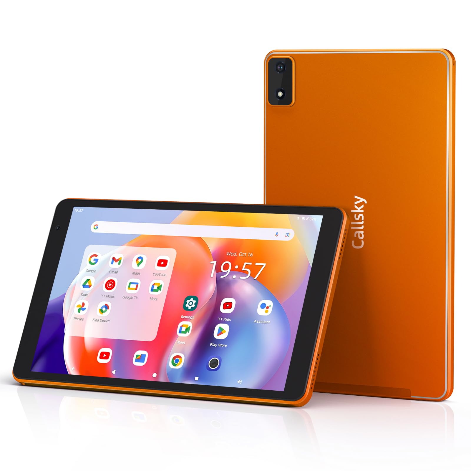 Andriod 14 Tablet 8 inch Tablet, 2024 Latest Octa-Core Processor, with 64GB ROM, 8(3+5)GB RAM, 6FT Charging Cable, 5V/2A Charging Adapter, 4000mAh Battery, Updated Typc-C Port, Dual-speakers, Orange