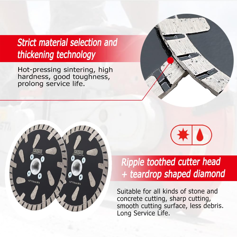 DT-DIATOOL 9" Diamond Blade (2 Pack) For Concrete, Granite, Brick - Fits Angle Grinder
